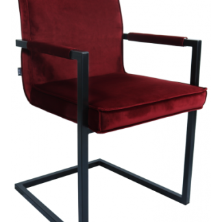 Jim spisebordsstol i metal og velour H90 cm - Sort/Mørkerød