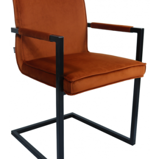 Jim spisebordsstol i metal og velour H90 cm - Sort/Orange