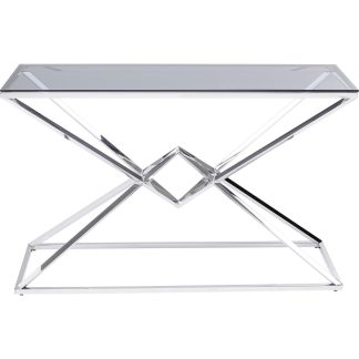 KARE DESIGN rektangulær Diamond Connection konsolbord - klar glas og sølv stål (120x40)