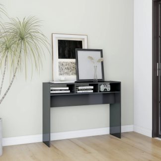 Konsolbord 105x30x80 cm spånplade grå højglans