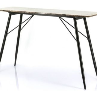 Konsolbord i jern og marmor 120 x 36 cm - Sort/Brun
