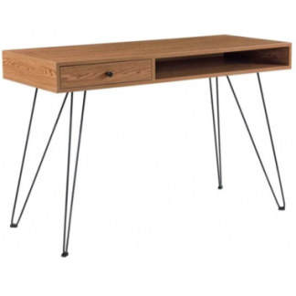 Konsolbord i metal og møbelplade H75 x B115 x D48 cm - Sort/Nød