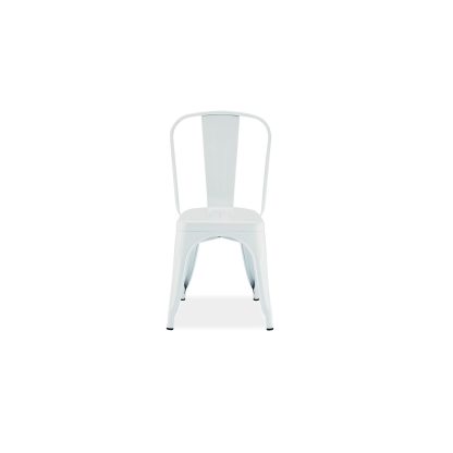 Korona spisebordsstol - hvid metal, uden armlæn