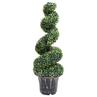 Kunstig buksbom med krukke 100 cm spiralformet grøn