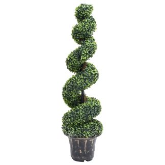 Kunstig buksbom med krukke 117 cm spiralformet grøn