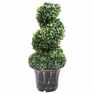 Kunstig buksbom med krukke 59 cm spiralformet grøn