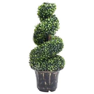 Kunstig buksbom med krukke 89 cm spiralformet grøn
