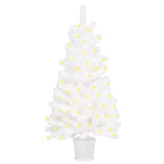 Kunstigt Juletræ Med Led-Lys 90 Cm Hvid