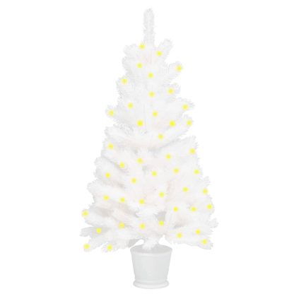 Kunstigt Juletræ Med Led-Lys 90 Cm Hvid