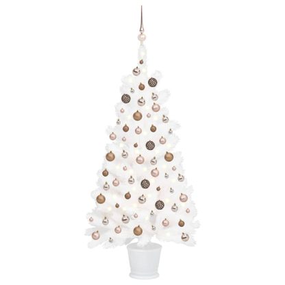 Kunstigt Juletræ Med Led-Lys Og Kuglesæt 90 Cm Hvid