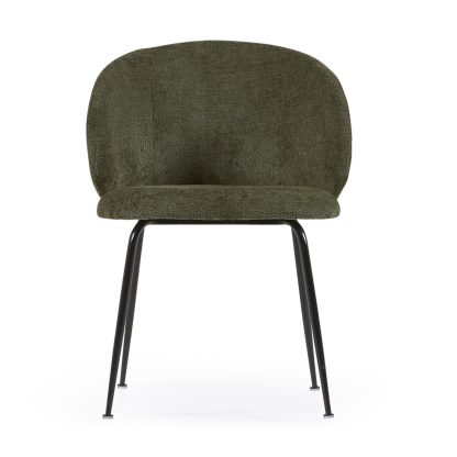 LAFORMA Minna spisebordsstol - grøn stof og sort stål