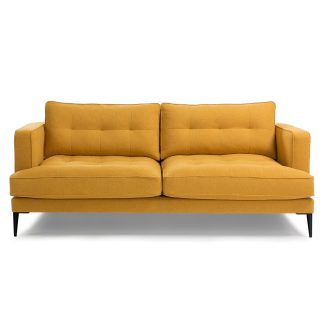 LAFORMA Vinny 3 pers. sofa - sennepsgul stof og sort stål