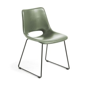 LAFORMA Ziggy spisebordsstol - grøn/sort syntetisk læder/stål