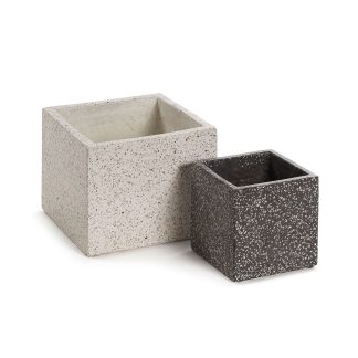 LAFORMA kvadratisk potte - hvid og grå terrazzo (sæt af 2)