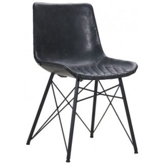 Lauren Spisebordsstol i kunstlæder H82,5 cm - Sort/Antracit