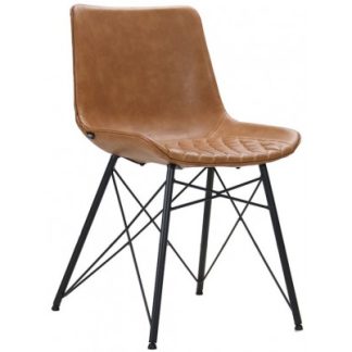 Lauren Spisebordsstol i kunstlæder H82,5 cm - Sort/Cognac