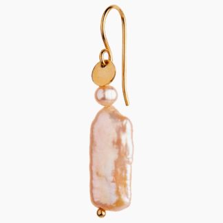 Long Baroque Pearl Earring Peach Sorbet - Gold - Stine A - Guld One Size