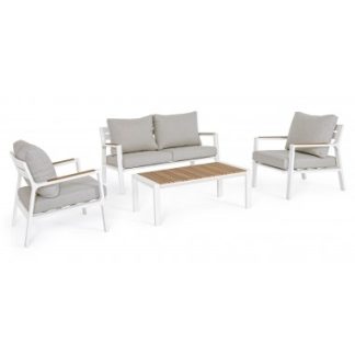 Loungesæt i aluminium, komposit og polyester - Hvid/Lysegrå