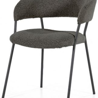 Luca spisebordsstol i metal og bouclé H79 cm - Sort/Antracit