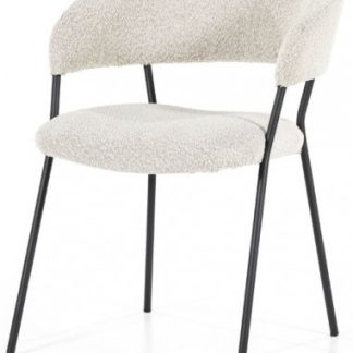 Luca spisebordsstol i metal og bouclé H79 cm - Sort/Beige