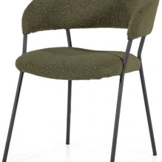 Luca spisebordsstol i metal og bouclé H79 cm - Sort/Grøn
