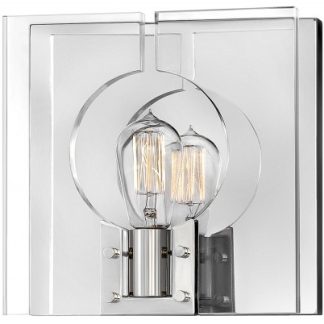 Ludlow Væglampe i stål og glas 26,2 x 26,2 cm 1 x E27 - Poleret nikkel/Klar