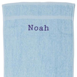 Lyseblåt Håndklæde med navn - 2 størrelser