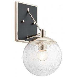 Marilyn Væglampe i stål og glas H39,2 cm 1 x E27 - Sort/Poleret nikkel/Klar med dråbeeffekt