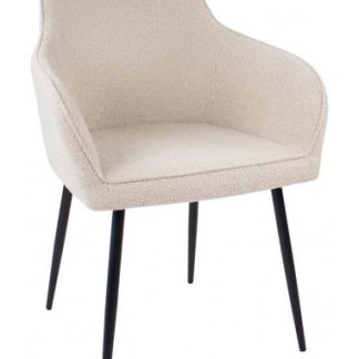Maud spisebordsstol i metal og bouclé H88 cm - Sort/Beige