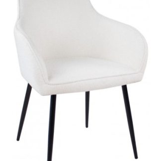 Maud spisebordsstol i metal og bouclé H88 cm - Sort/Hvid