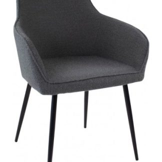 Maud spisebordsstol i metal og bouclé H88 cm - Sort/Mørkegrå