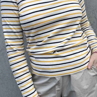 Moa Stripe Long Sleeve - Off-white/yellow stripes - Wood Wood - Stribet S