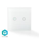 Nedis SmartLife Vægkontakt | Wi-Fi | Dobbelt | Vægbeslag | 86 mm | 86 mm | 1000 W | Android & iOS | Glas | Hvid