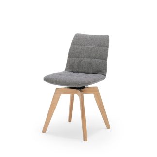 NocNoi Fur spisebordsstol med drejefunktion - grå/natur stof/egetræ