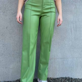 NoraIR Faux Leather Pants - Green - irréel - Grøn XS