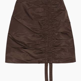 Nylon Ruched Mini Skirt - Chicory Coffee - GANNI - Brun XL