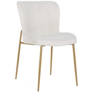 Odessa spisebordsstol i polyester H84,5 cm - Børstet guld/Hvid