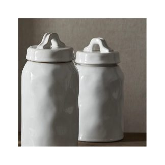 Opbevaringskrukke "Lulo" hvid keramik - Nordal - 1000 ml