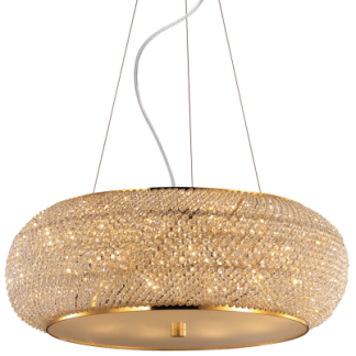 PASHA Loftlampe i glas og metal Ø55 cm 10 x E14 - Guld