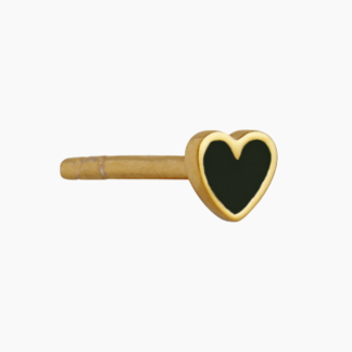 Petit Love Heart - Black Enamel - Gold - Stine A - Sort One Size