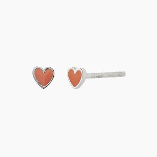 Petit Love Heart Coral Enamel - Silver - Stine A - Sølv One Size