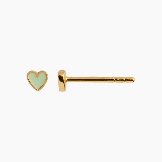Petit Love Heart Mint Green Enamel - Gold - Stine A - Guld One Size