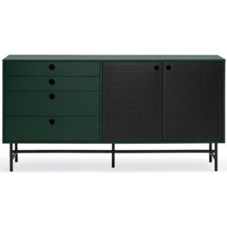 Punto sideboard i metal og mdf finér B150 cm - Sort/Mørkegrøn