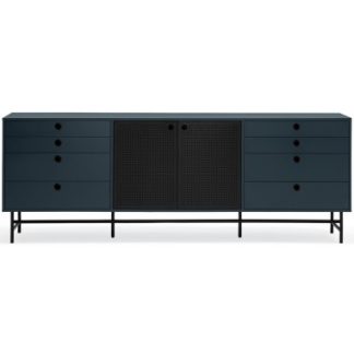 Punto sideboard i metal og mdf finér B212 cm - Sort/Mørk gråblå