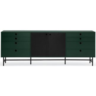 Punto sideboard i metal og mdf finér B212 cm - Sort/Mørkegrøn