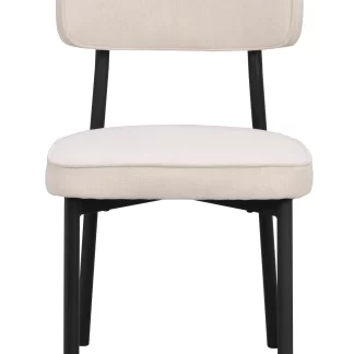 ROWICO Paisley spisebordsstol - lys beige RPET stof og sort metal