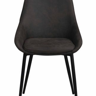 ROWICO Sierra spisebordsstol - mørkegråt stof/sort metalstel