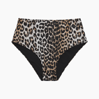 Recycled Core Printed Highrise Bikini Briefs - Leopard - GANNI - Leopard S