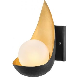 Ren Væglampe i stål og glas H25,4 cm 1 x G9 LED - Sort/Antik guld/Hvid