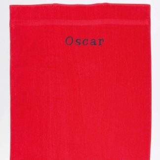 Rødt Håndklæde med navn - 50 x 90 cm